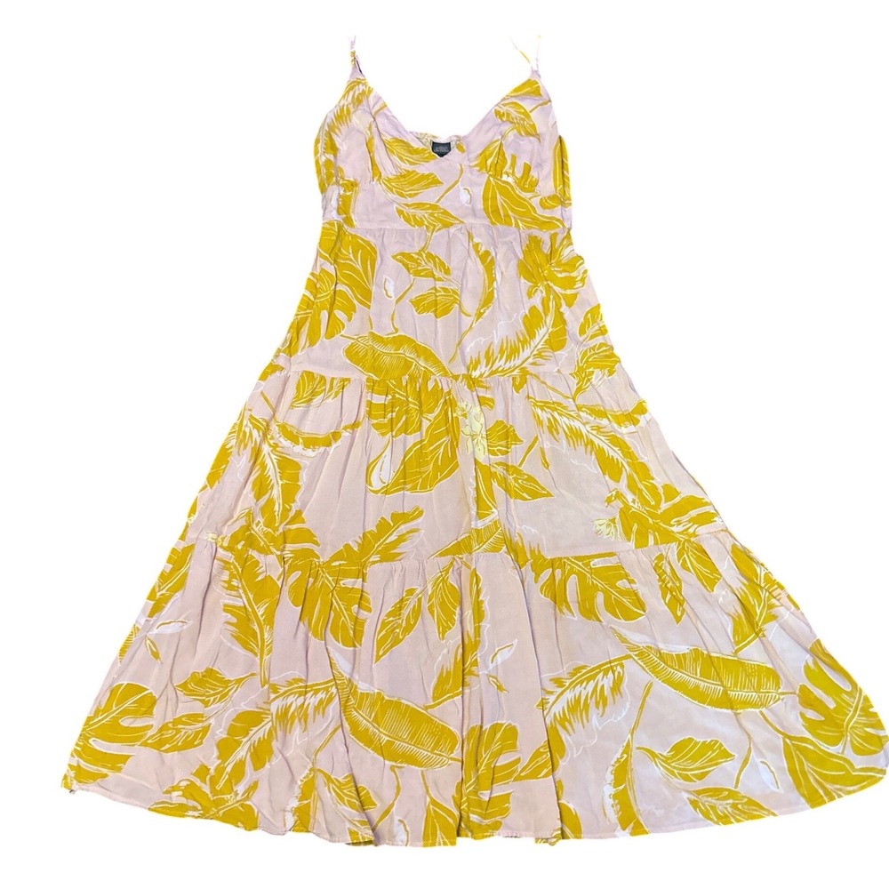 Wild Fable Womens Pink Yellow Tropical Pocket Midi Sundress Dress, Size S